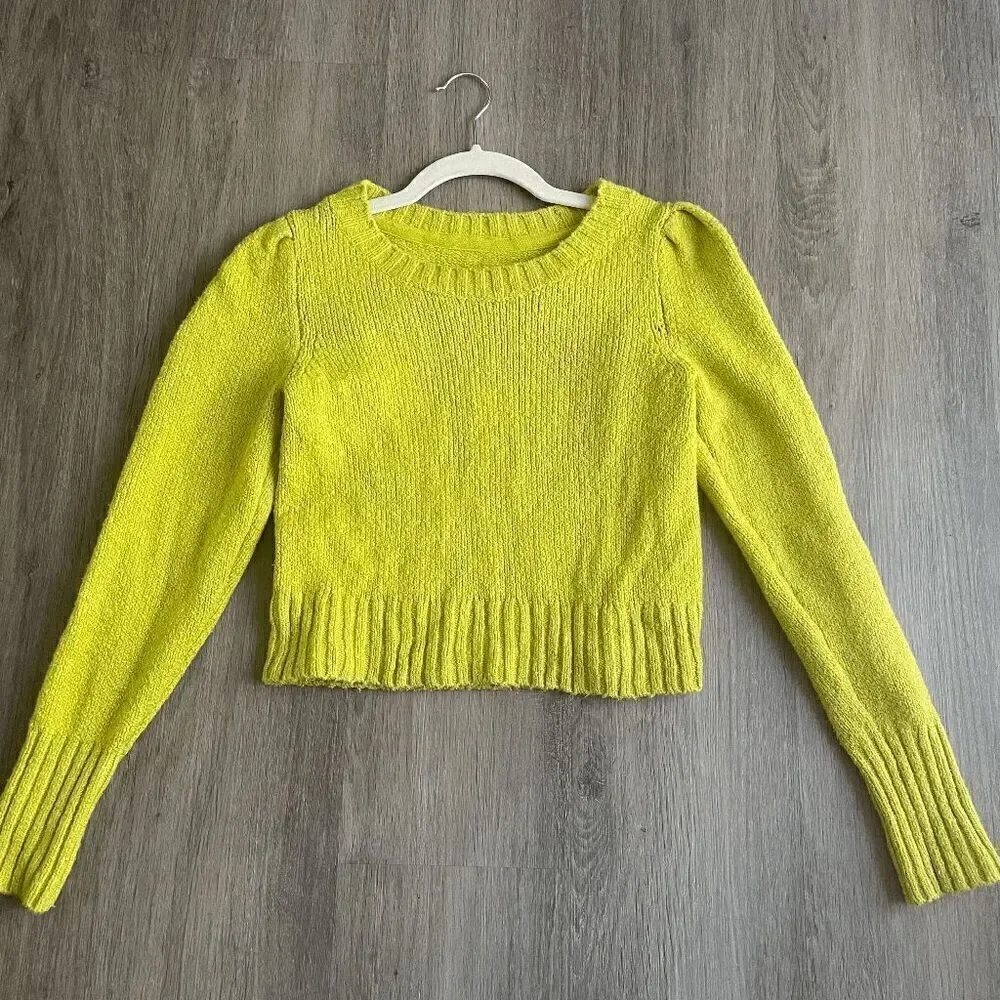 Anthropologie Mauve Crewneck Puff-sleeve Sweater XSmall - Picture 3 of 9